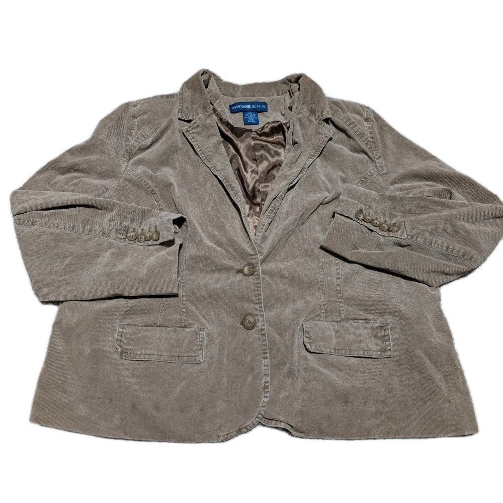 Avenue Womens Jacket Adult Size‎ 22/24 Brown Corduroy Long Sleeve Button